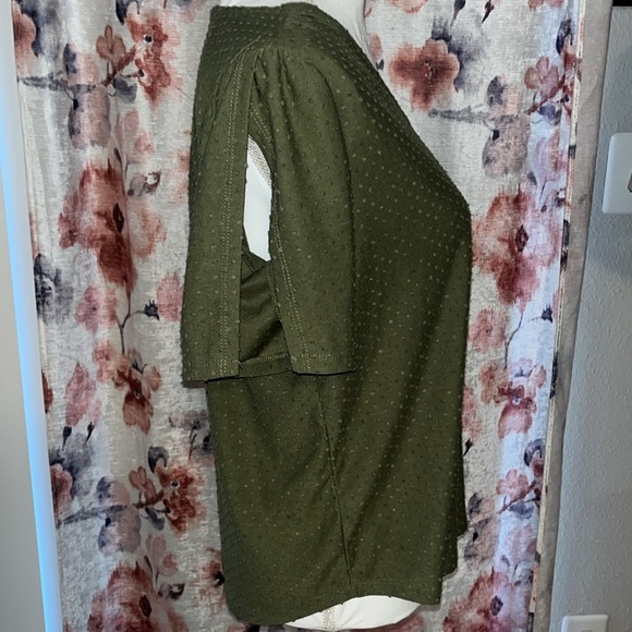 Trixxi Forest Green Cut Short Sleeve Blouse - Picture 5 of 7